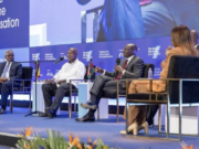 Kenya, Uganda weigh joint refinery project in Tanzania Dangote Group chairman and CEO Aliko Dangote (left), Uganda President Yoweri Museveni (centre) and Kenya President William Ruto, during a presidential panel discussion at the Africa We Build Summit in Nairobi on Thursday. PHOTO | COURTESY