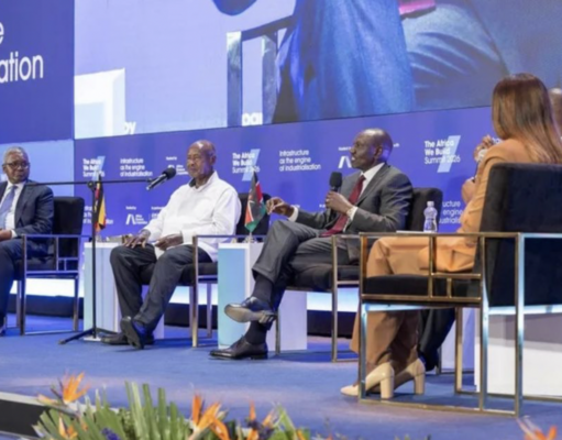 Kenya, Uganda weigh joint refinery project in Tanzania Dangote Group chairman and CEO Aliko Dangote (left), Uganda President Yoweri Museveni (centre) and Kenya President William Ruto, during a presidential panel discussion at the Africa We Build Summit in Nairobi on Thursday. PHOTO | COURTESY